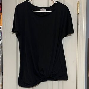 Black Short Sleeve Twist Top